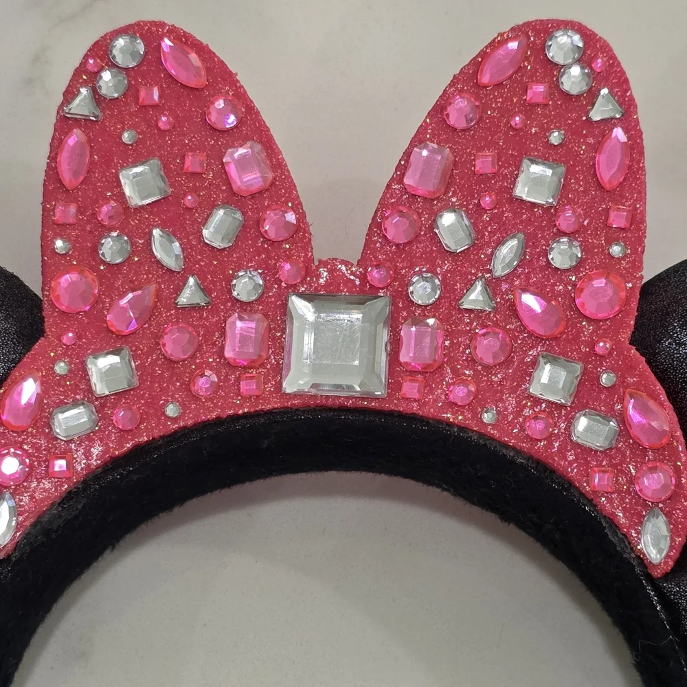 Official Disney Mini Mouse Ears With Pink‎ Gemstone Bow Tie 🎀